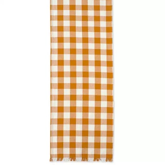 MACY'S Checkered Pumpkin Spice Table Runner - Picture 2 of 6